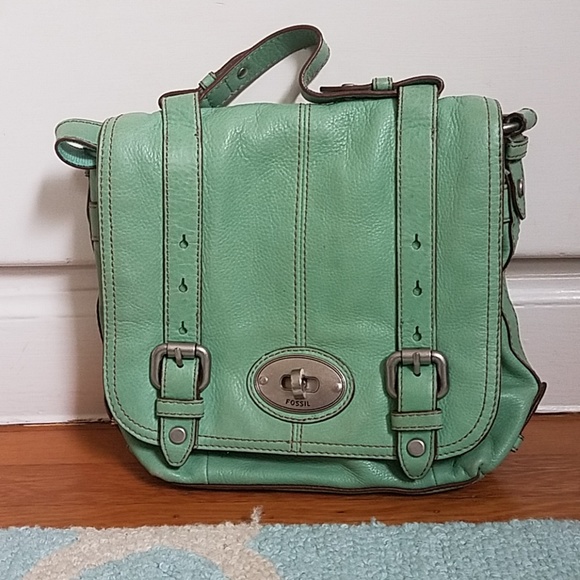 Fossil Bags Mint Green Leather Crossbody Purse Poshmark
